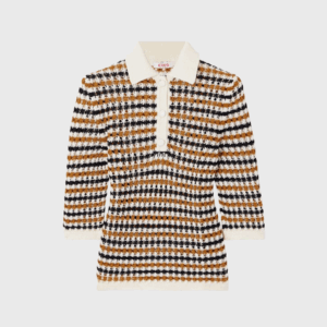 Open Knit Polo Top