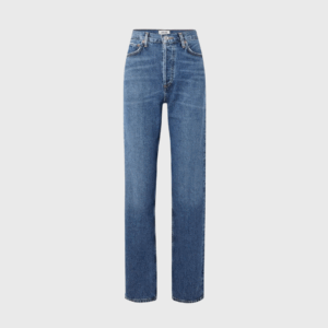 Pinch Waist Long High-Rise Straight Jeans