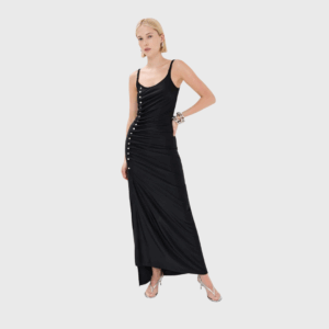 Black Drape Pression Sleeveless Dress