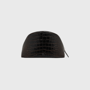 Croc-Embossed Leather Pouch