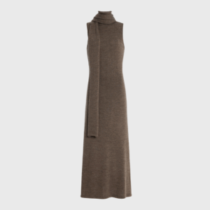Canal Scarf-Neck Wool Midi Dress