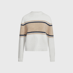 New Saddle Striped Cashmere Crewneck Sweater