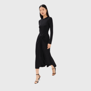 Long Sleeve Gathered Midi Dress