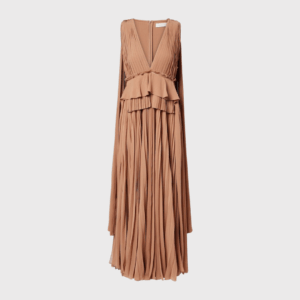 Memento Plissé Caped Maxi Dress