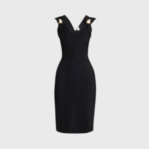 Buckle Sleeveless Grainy Viscose Linen Dress