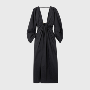 Elyza Embellished Gathered Poplin Dress