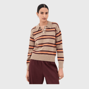 Edith Stripe Polo Sweater