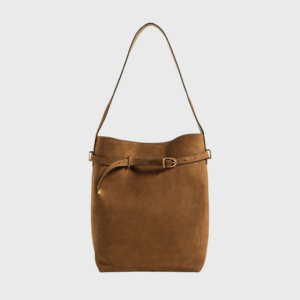 The Essential Belted Bucket Tote In Suede