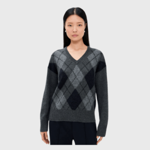 Yasmine V-Neck Sweater In Wool Cotton Blend