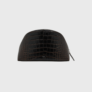 Croc-Embossed Leather Pouch