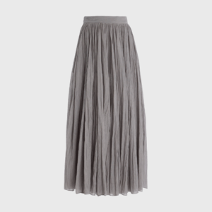 Crinkled Plissé Cotton-Blend Maxi Skirt