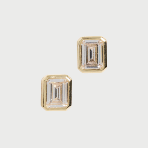 Emerald Baguette Studs