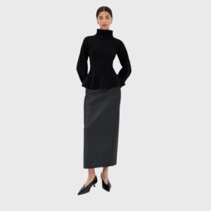 Ostrich Satin Column Skirt