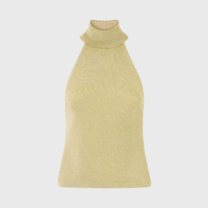 Wake Ribbed Metallic Halterneck Top