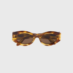 Lettering Round Frame Tortoiseshell Acetate Sunglasses