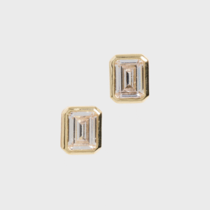 Emerald Baguette Studs