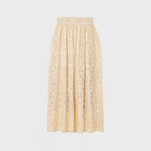 Pleated Lace Midi Skirt