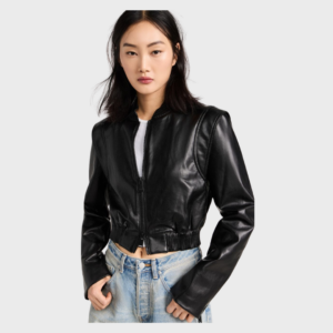 Doreen Luxe Vegan Leather Boxy Bomber Jacket