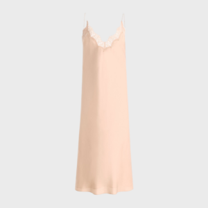 Lace Trimmed Silk Midi Camisole Dress