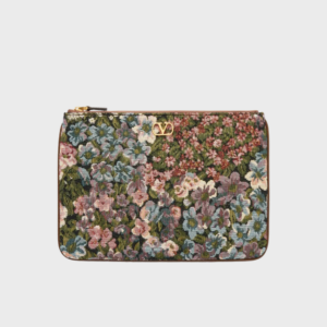 VLogo Medium Floral Jacquard Canvas Clutch