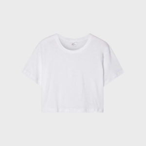 Cropped Slub Cotton Jersey T Shirt