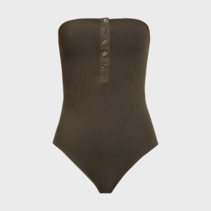 Ribbed Strapless One Piece Swimsuit