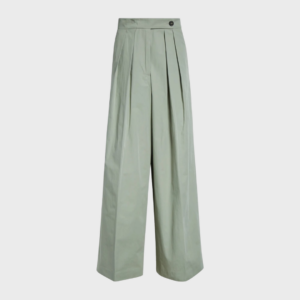 Pleated Cotton Wide Leg Pants