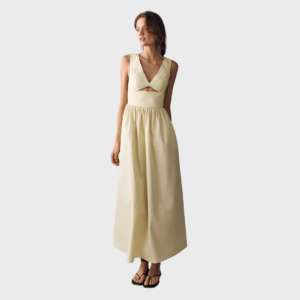 V Neck Cotton Maxi Dress