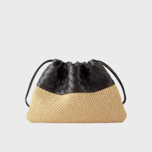 Raffia And Leather Dust Bag
