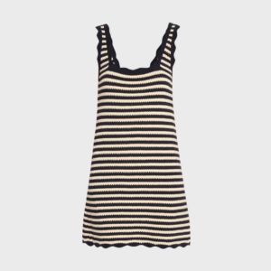 Domeka Stripe Crochet Knit Mini Dress
