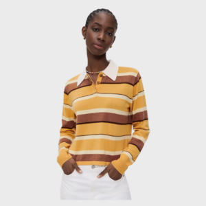 Cashmere Cropped Stripe Rugby Sweater