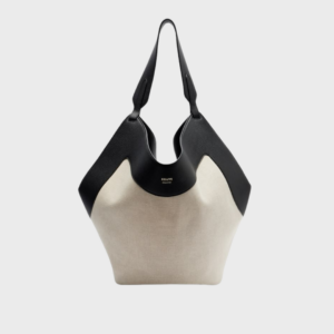 Lotus Medium Leather Canvas Tote Bag