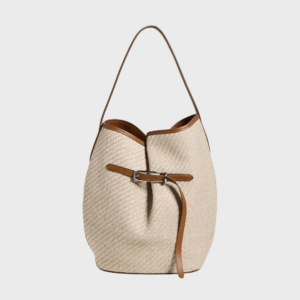 Belted Large Raffia Bucket Bag