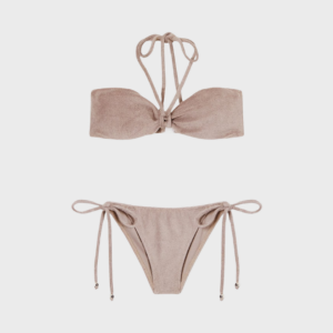Cotton Blend Terry Bandeau Bikini