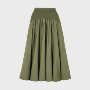 Ovie Pleated Cotton Midi Skirt