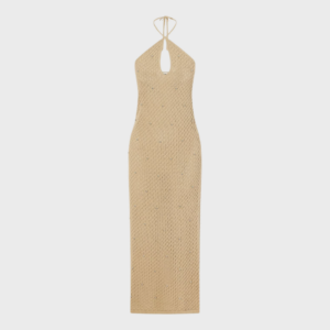 Isola Embellished Crocheted Halterneck Maxi Dress