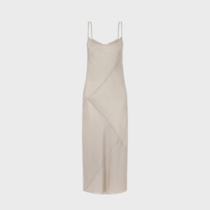Paneled Satin Midi Dress