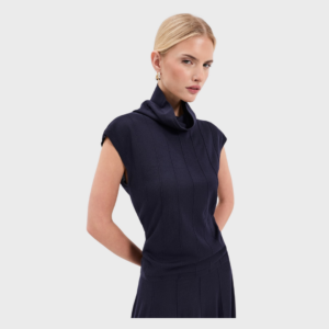 Funnel Neck Sleeveless Wool Top