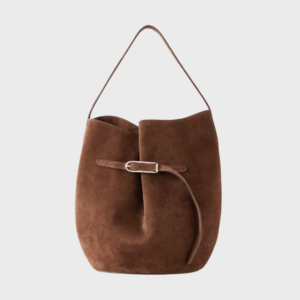 Buckled Large Suede Shoulder Bag