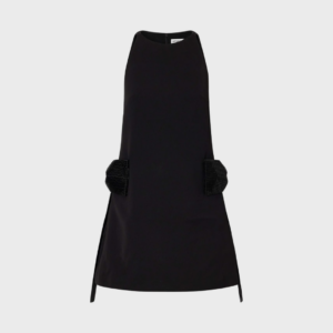 Bow Detailed Bead Crepe Mini Dress